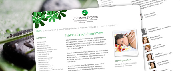 Internetpräsenz Massagepraxis Jürgens