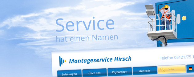 Animierte Webseite für Montageservice Hirsch